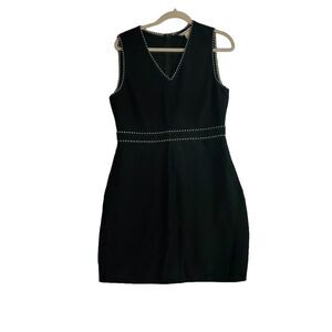 DVF Diane Von Furstenberg Women's LEELOU Braid Trim V Neck Sheath Dress 12